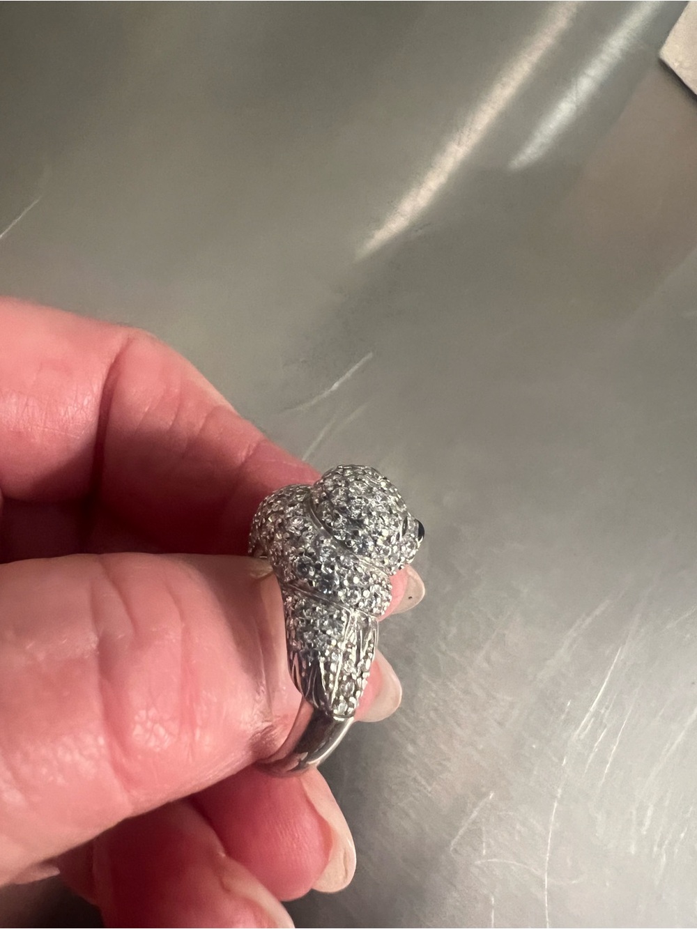Sterling Silver Pave Seal Animal Ring — Sparkling Crystal Accent - Picture 6 of 6